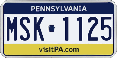 PA license plate MSK1125