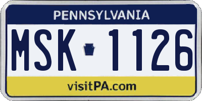 PA license plate MSK1126