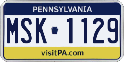 PA license plate MSK1129