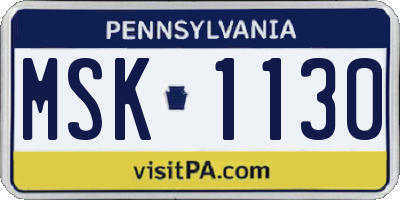 PA license plate MSK1130