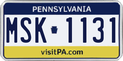PA license plate MSK1131
