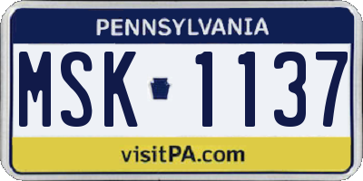PA license plate MSK1137