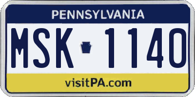 PA license plate MSK1140
