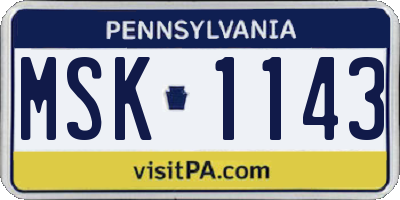 PA license plate MSK1143