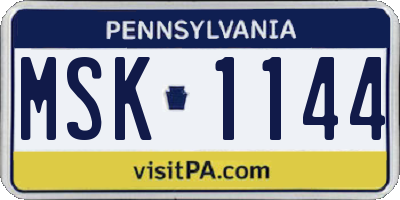 PA license plate MSK1144