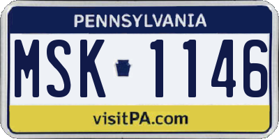 PA license plate MSK1146