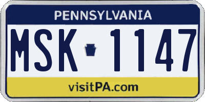 PA license plate MSK1147