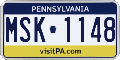 PA license plate MSK1148