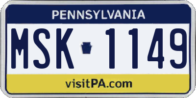 PA license plate MSK1149