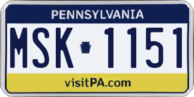 PA license plate MSK1151