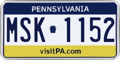 PA license plate MSK1152