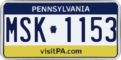 PA license plate MSK1153