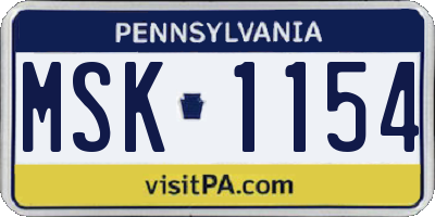PA license plate MSK1154