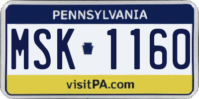 PA license plate MSK1160