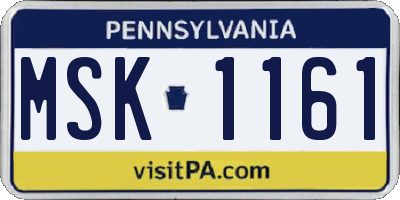 PA license plate MSK1161