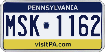 PA license plate MSK1162