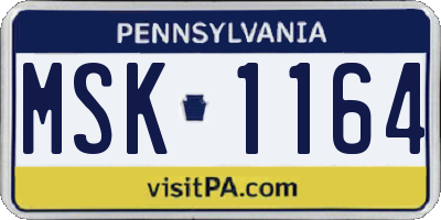 PA license plate MSK1164