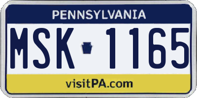 PA license plate MSK1165