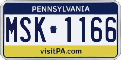 PA license plate MSK1166