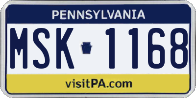 PA license plate MSK1168