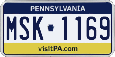 PA license plate MSK1169