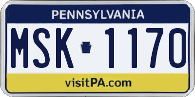 PA license plate MSK1170