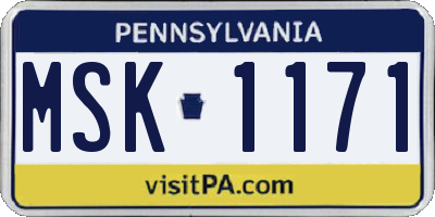PA license plate MSK1171
