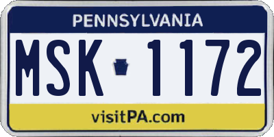 PA license plate MSK1172
