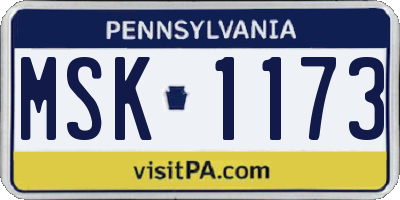 PA license plate MSK1173