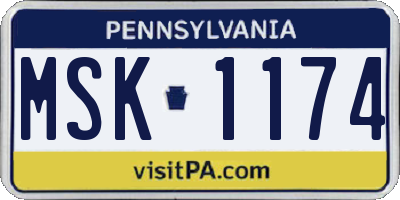 PA license plate MSK1174