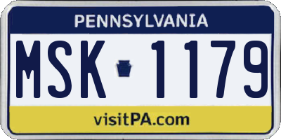 PA license plate MSK1179