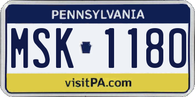PA license plate MSK1180