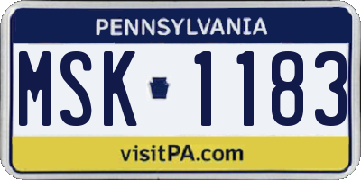 PA license plate MSK1183