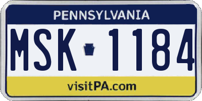 PA license plate MSK1184