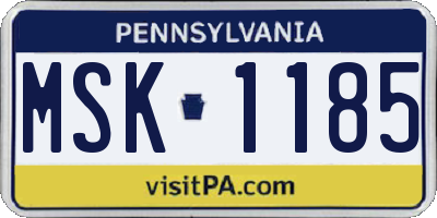 PA license plate MSK1185