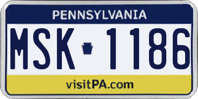 PA license plate MSK1186