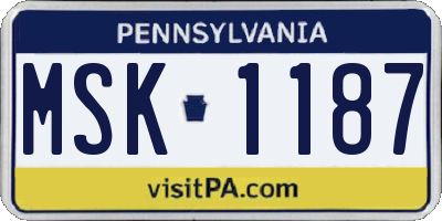 PA license plate MSK1187