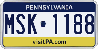 PA license plate MSK1188