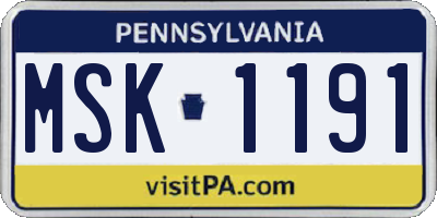 PA license plate MSK1191