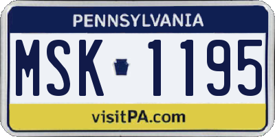 PA license plate MSK1195