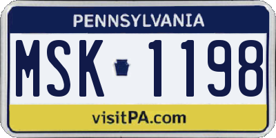 PA license plate MSK1198