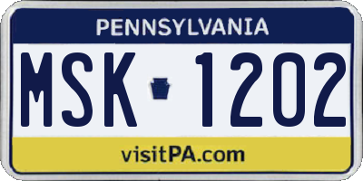 PA license plate MSK1202