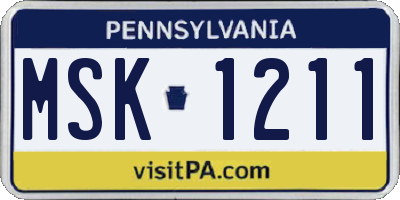 PA license plate MSK1211