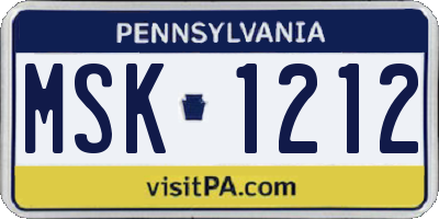 PA license plate MSK1212