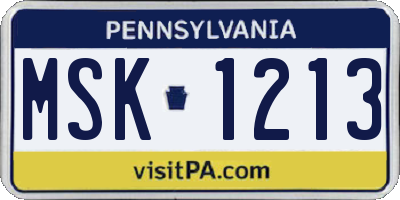 PA license plate MSK1213