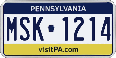 PA license plate MSK1214