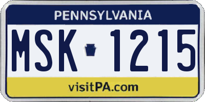 PA license plate MSK1215