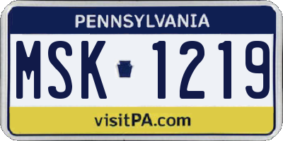 PA license plate MSK1219