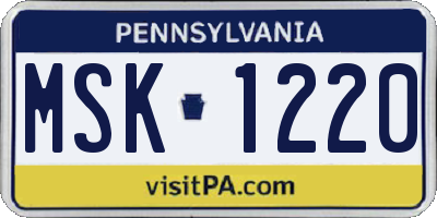 PA license plate MSK1220