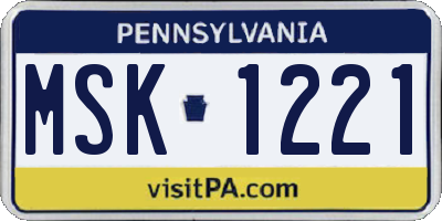 PA license plate MSK1221